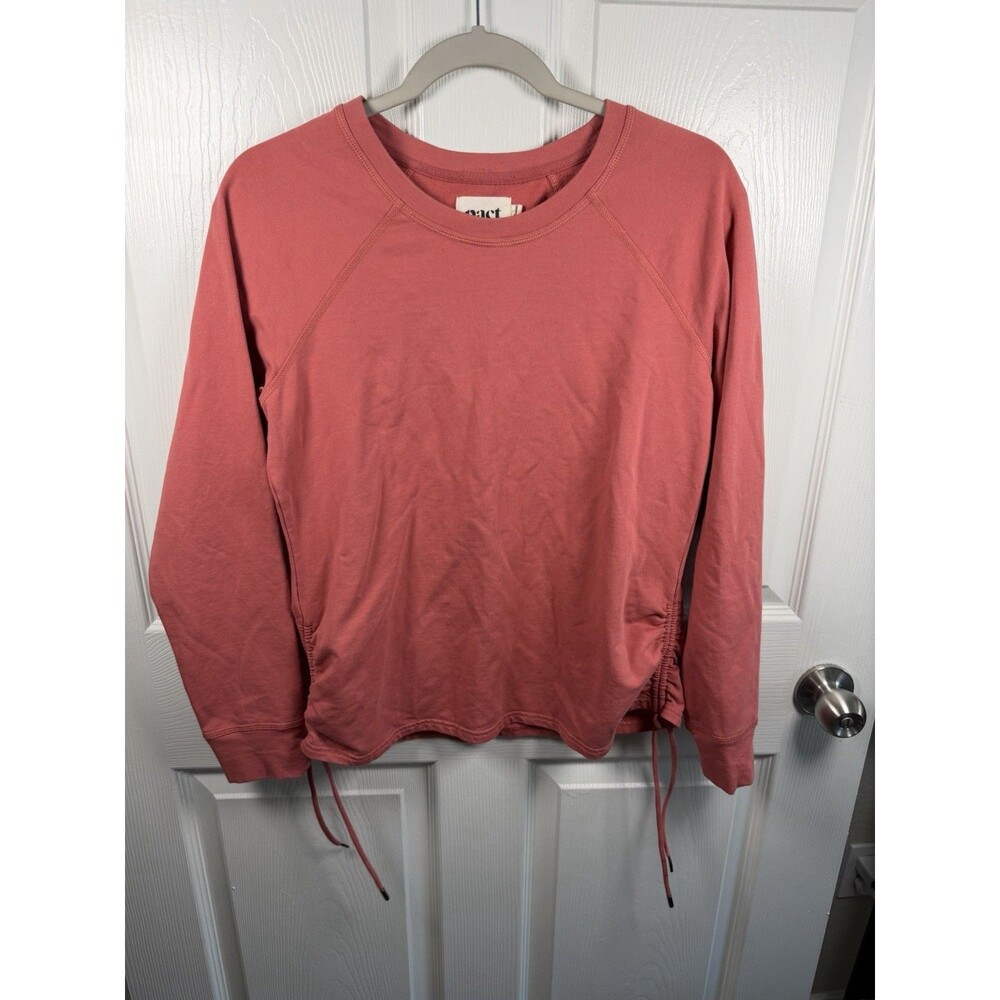 PACT Sweatshirt Womens Medium Cinched Sides Pullover Organic Cotton Pink/Red